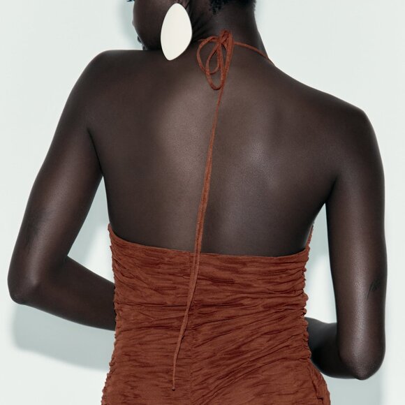 Zara Rust Brown Ruffled Mini Dress - Picture 6 of 8